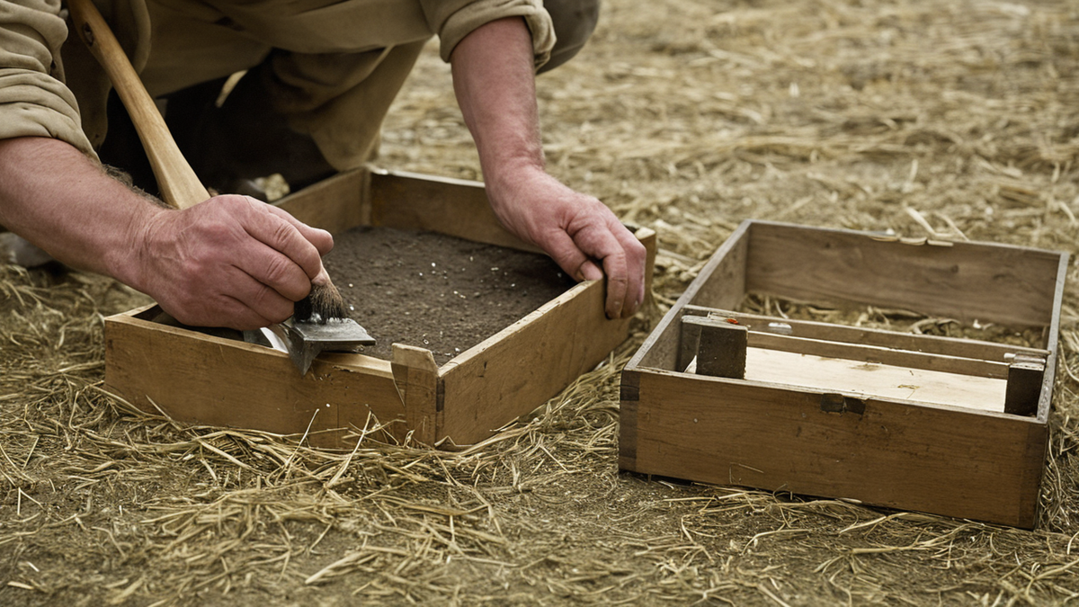 Outils de maçonnerie traditionnelle posés sur une table d’atelier.