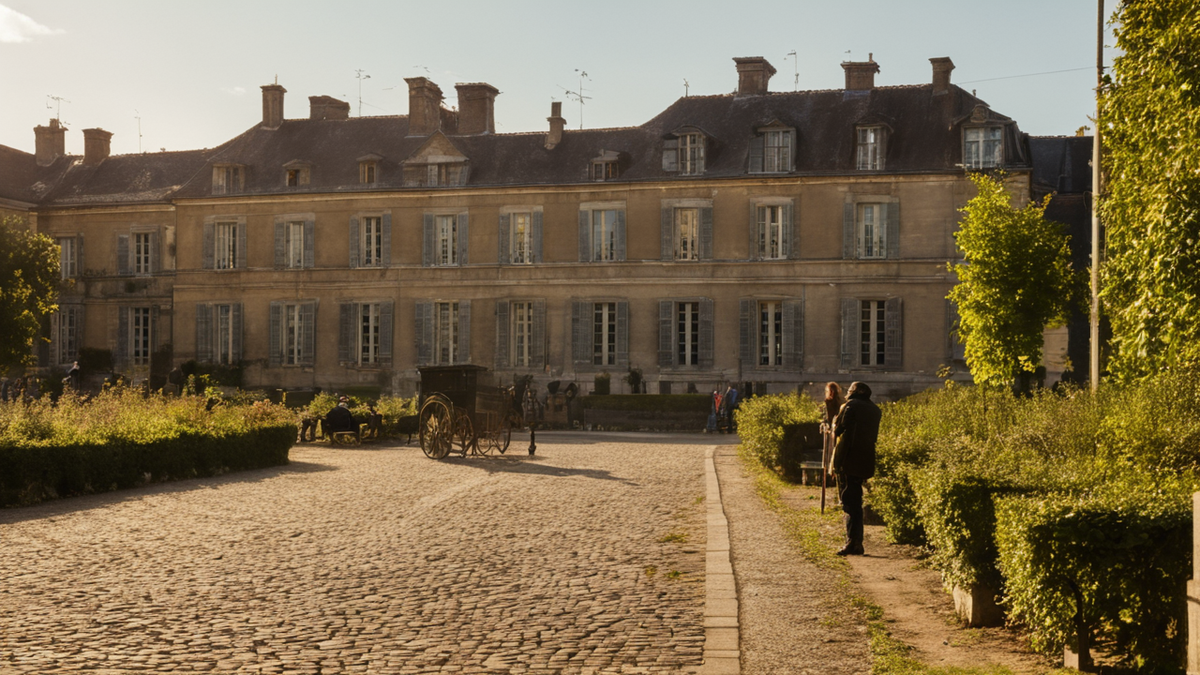 Rue d’un quartier ancien rénové avec façades restaurées.