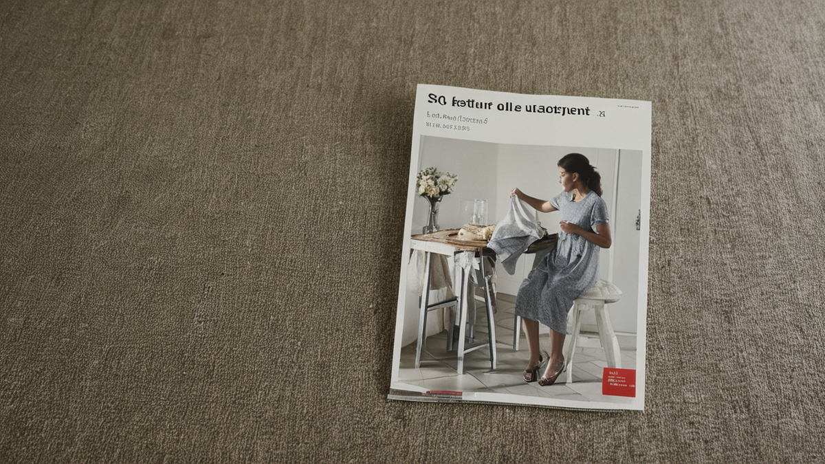 Détail d’une laverie solidaire avec linge plié et objets du quotidien