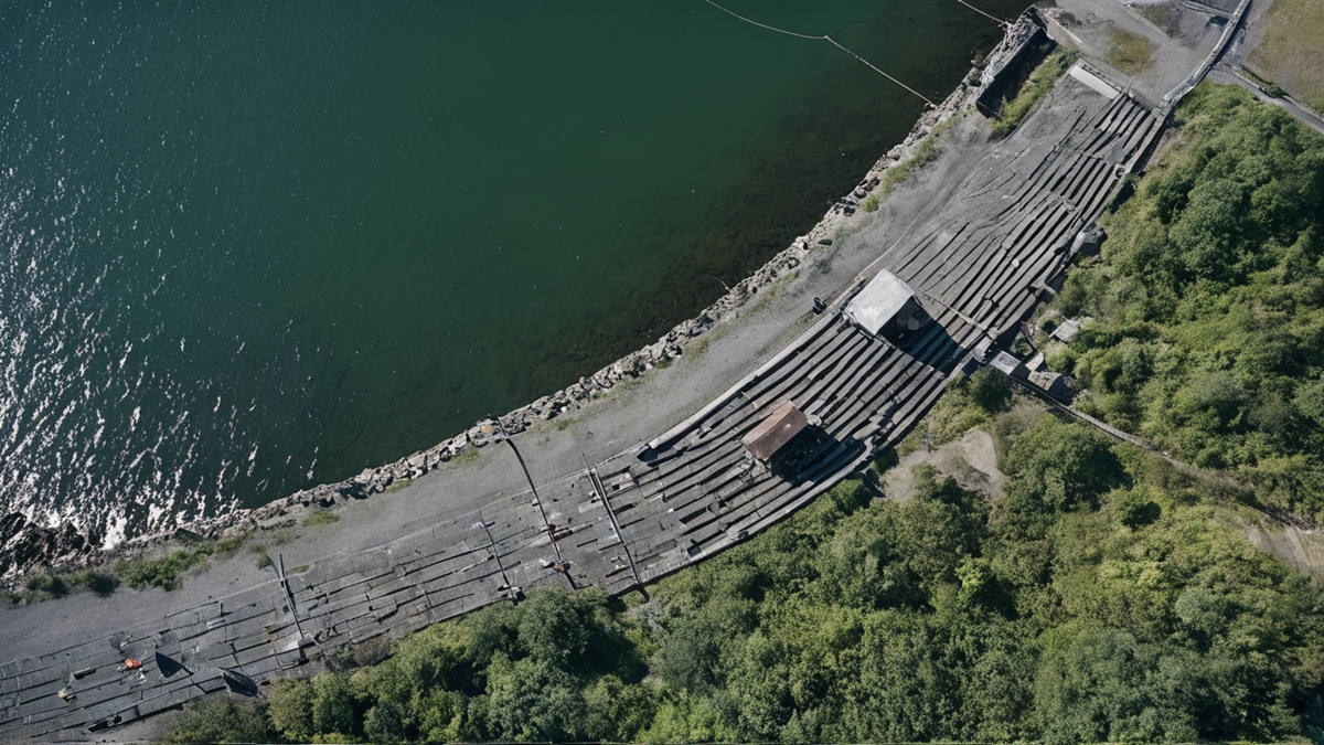 Tuiles texturées et matériel d’observation sur un mur côtier expérimental.