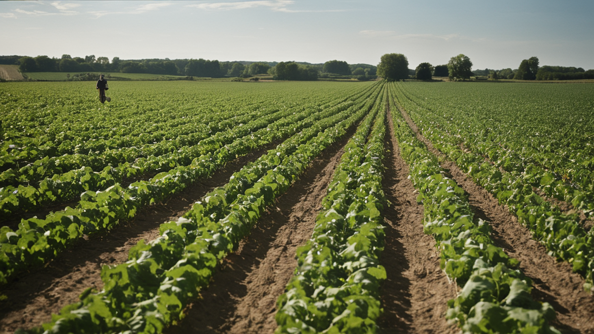 Ferme communautaire avec matériel simple et espace de travail dans une scène inclusive
