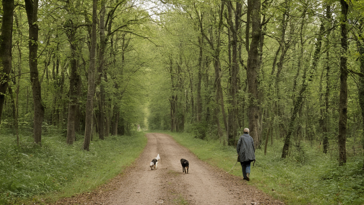 Objets de retour de promenade avec un chien apaisé