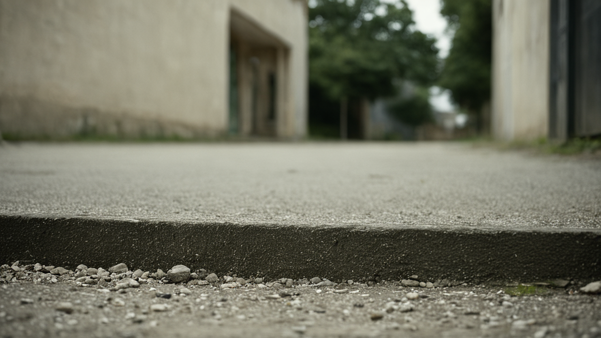 Cour ou chemin d’école évoquant la continuité scolaire dans une ambiance calme et digne.