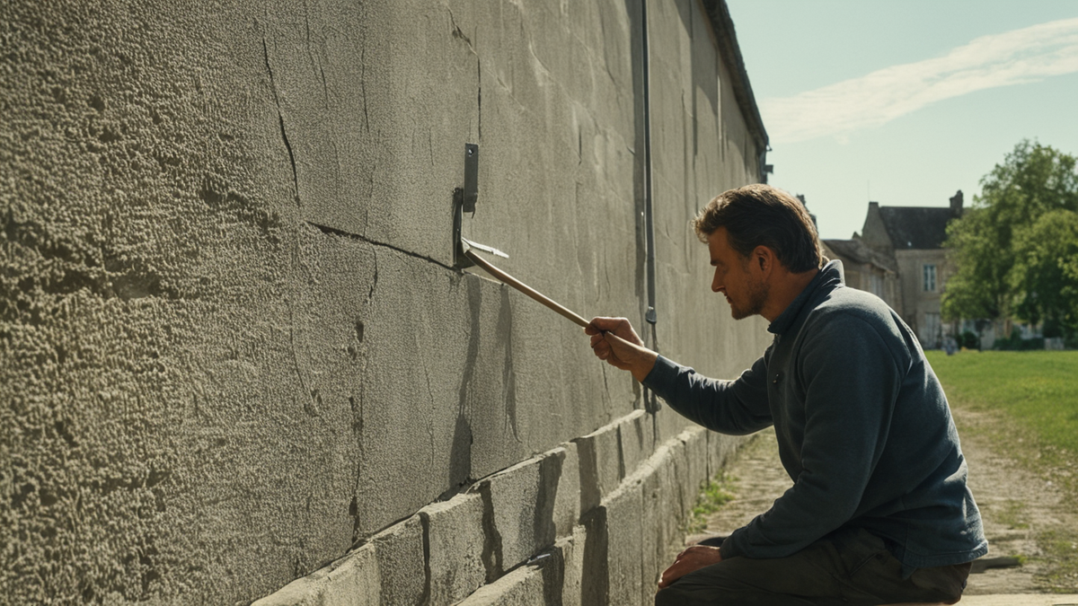 Matériel de peinture et portion de mur éducatif en cours de réalisation dans un quartier.