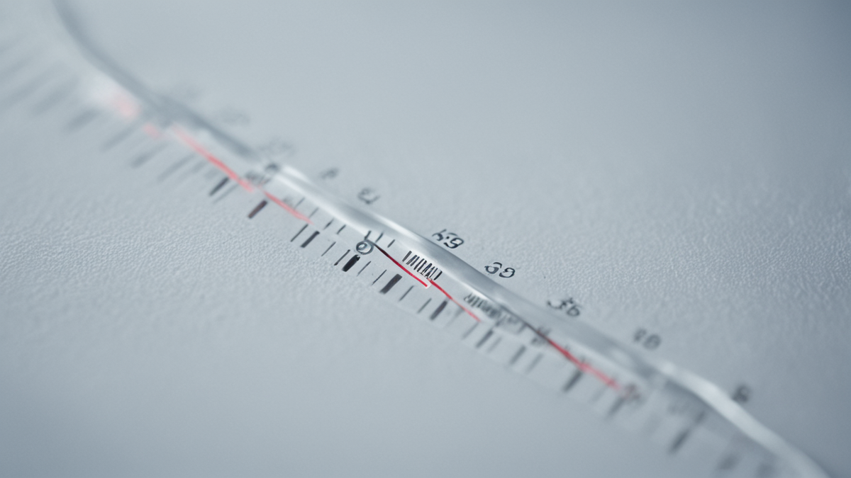 Ordinateur portable en fonctionnement avec accessoires de mesure sur le bureau.