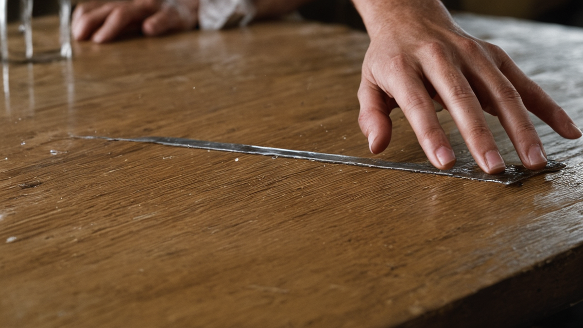 Une table d’atelier avec matériel de coiffure et têtes d’entraînement dans un pub londonien.