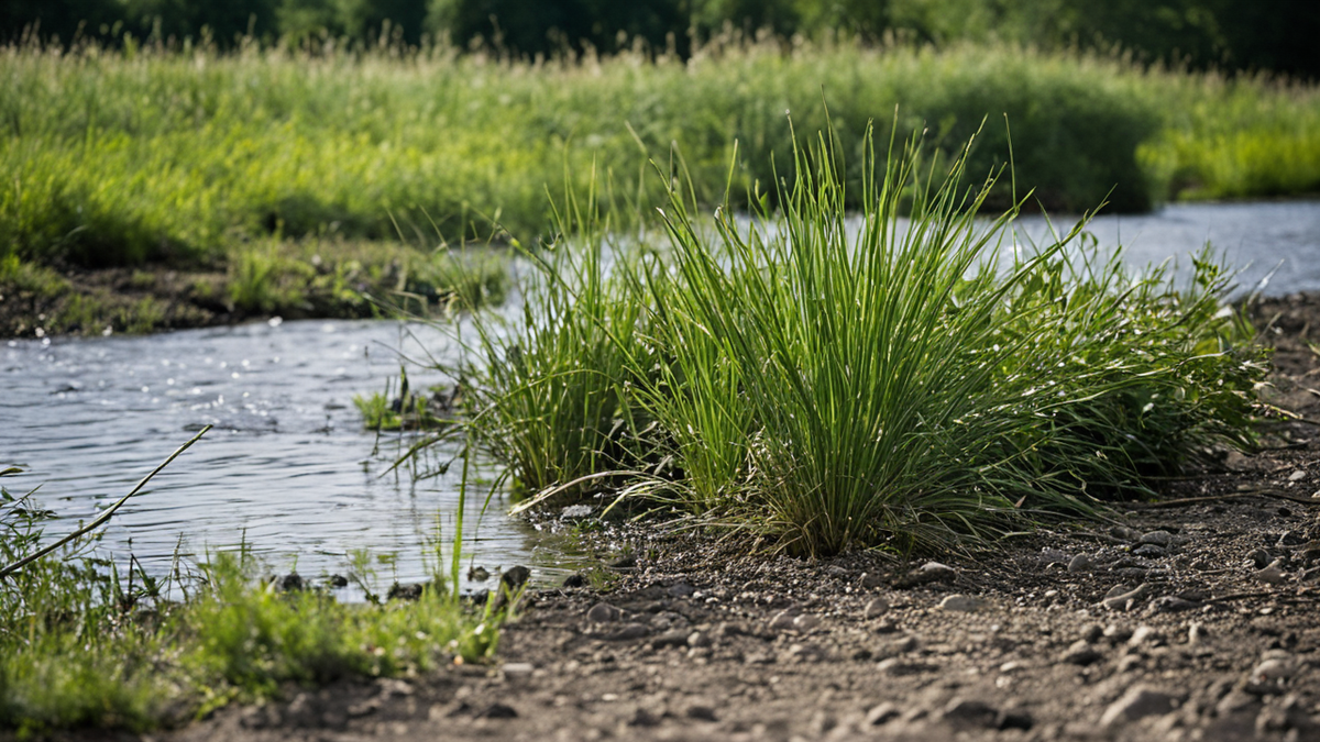 Petite rivière bordée d’une prairie humide pouvant freiner l’écoulement