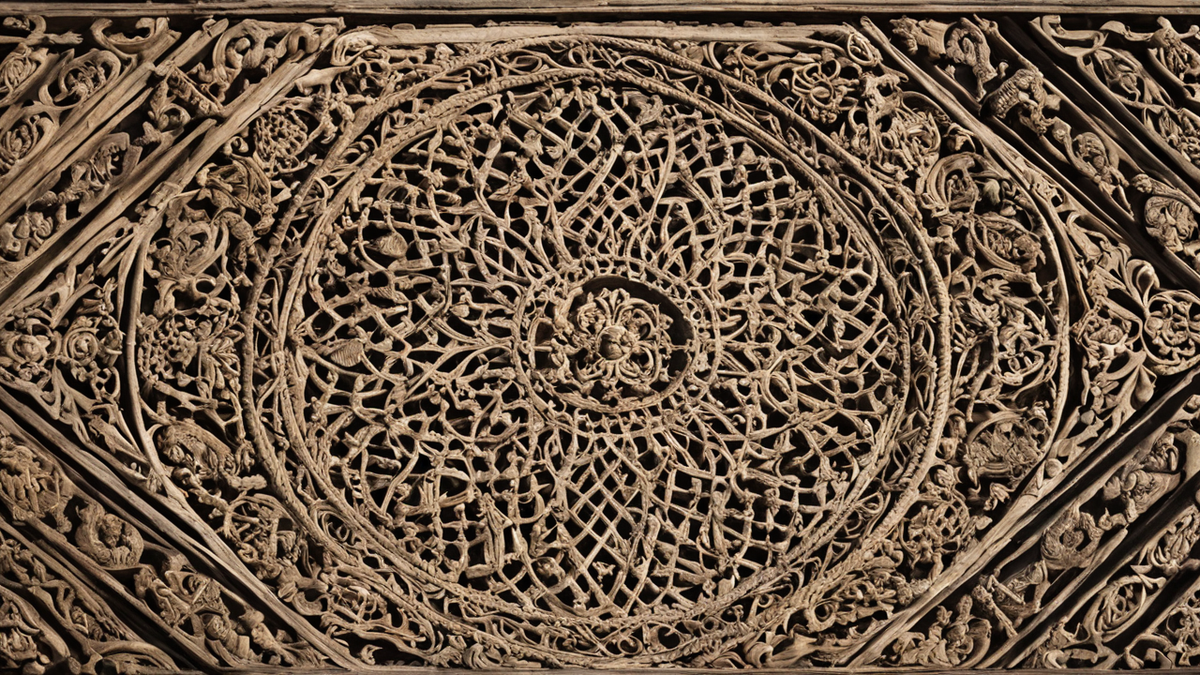 Une table de travail avec des photos et repères visuels autour d’un monument indien.