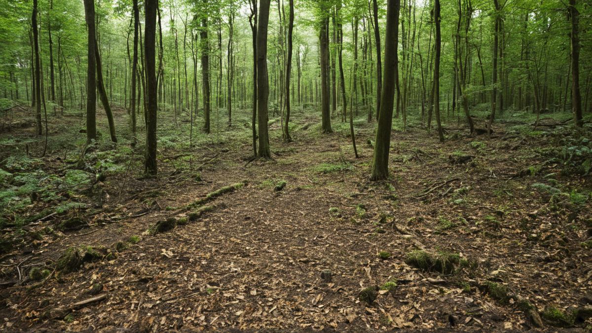 Lisière de forêt à Príncipe avec dispositif simple de suivi du terrain.