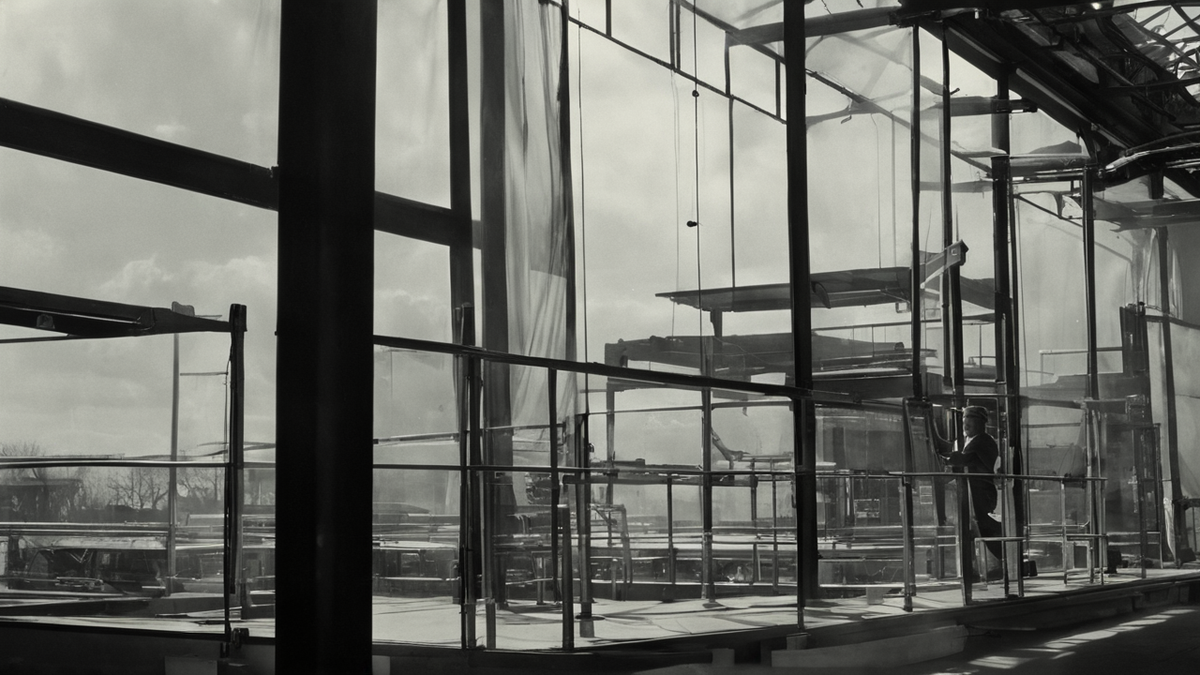 Un espace de coulisses culturelles avec matériel de tournage et ambiance professionnelle.