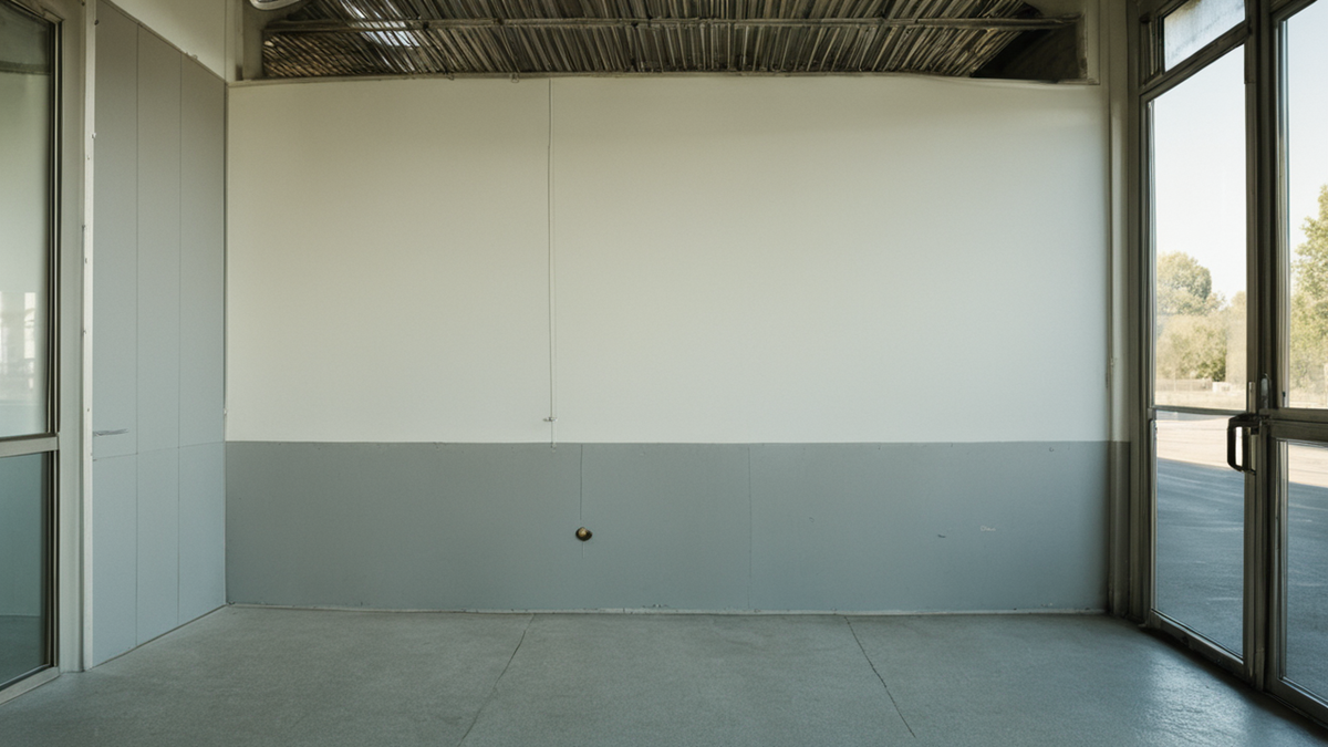 Un espace de cour d’école avec lignes au sol et matériel simple de récréation.