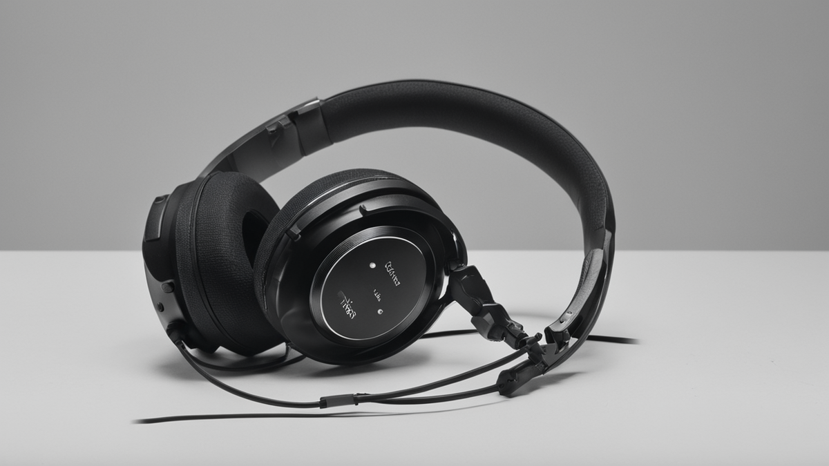 Salle d'événement avec régie et écrans flous en fond.