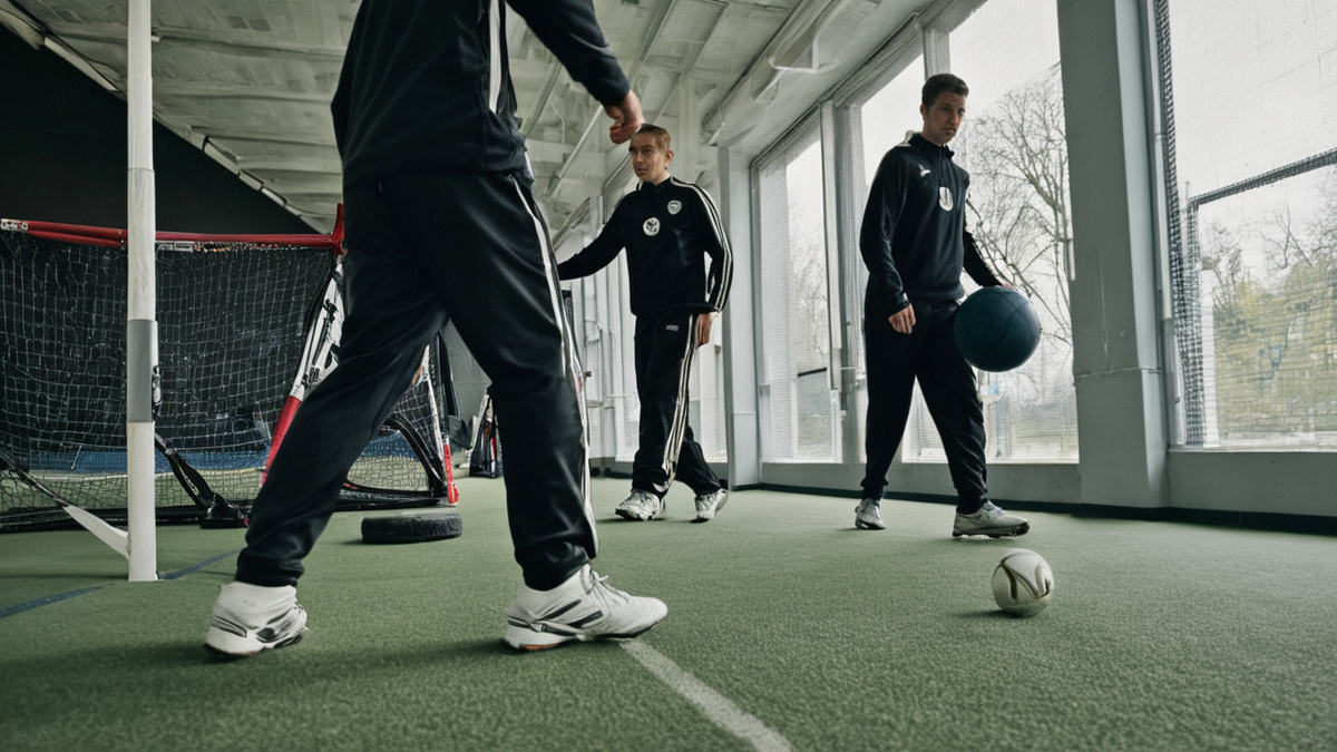 Groupe d’élèves rassemblés en fin d’activité sportive scolaire dans une ambiance d’équipe
