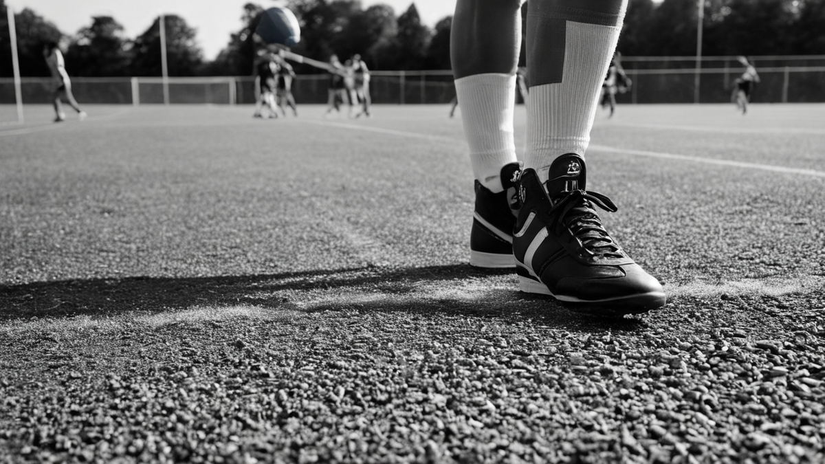 Des traces de match et des habitants encore présents autour d’un terrain de quartier en fin de journée.