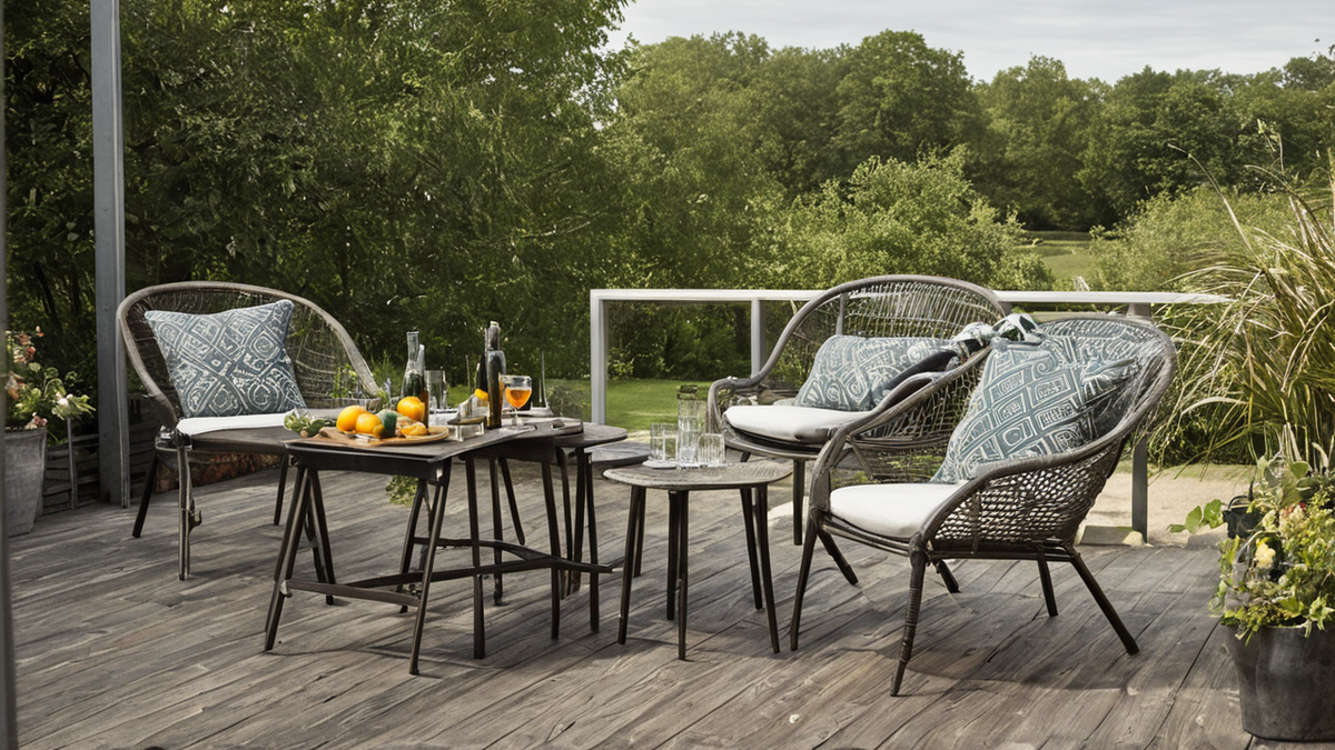 Objets d’extérieur simples et utiles préparés pour un balcon ou une terrasse.