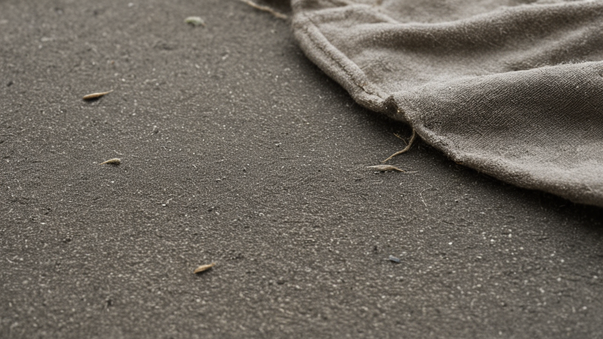 Un vêtement réparé avec une pièce cousue visible sur le tissu.