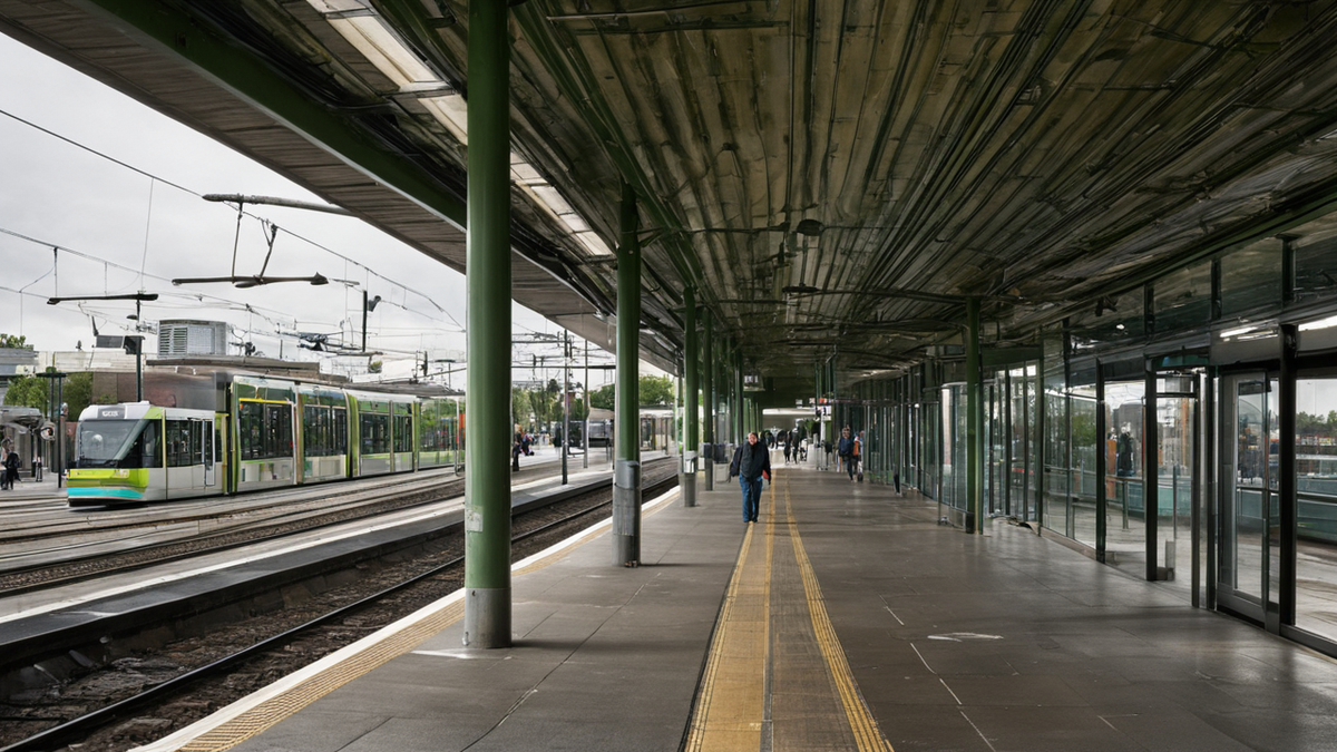 Rue de tram plus verte et plus fraîche avec plateforme fleurie