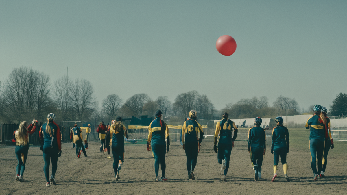 Phase de walking football en plan large sur un terrain.