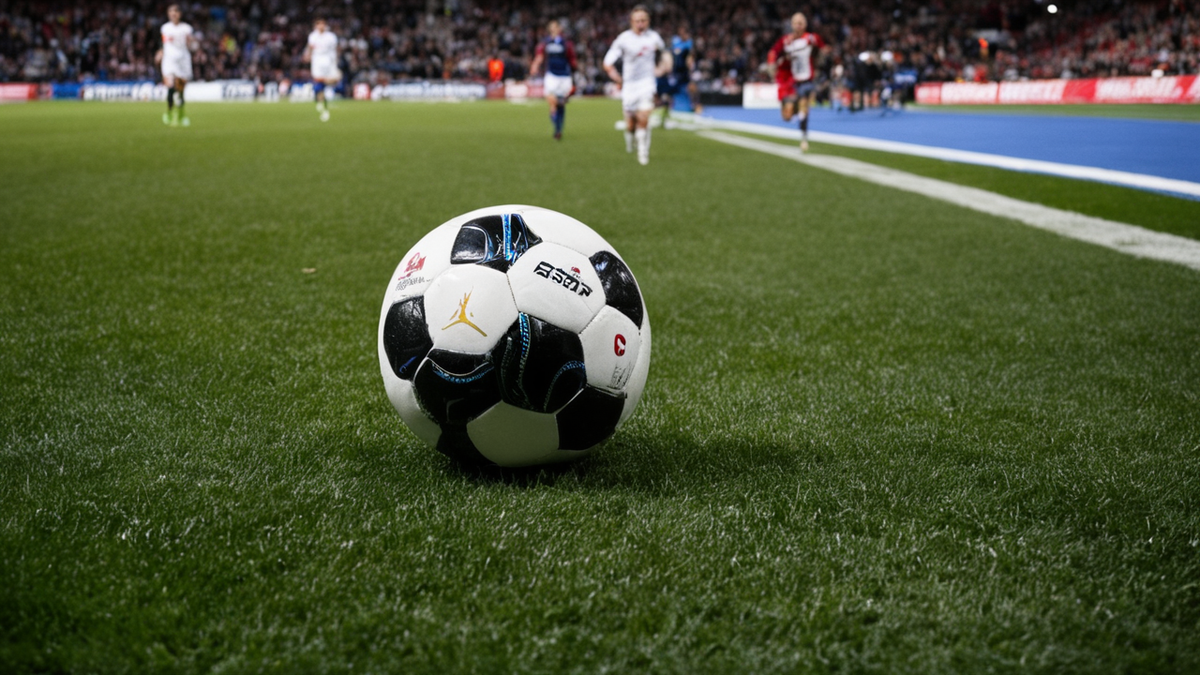 Le bord de terrain d’un grand match de football féminin avec bancs et tribunes au fond.
