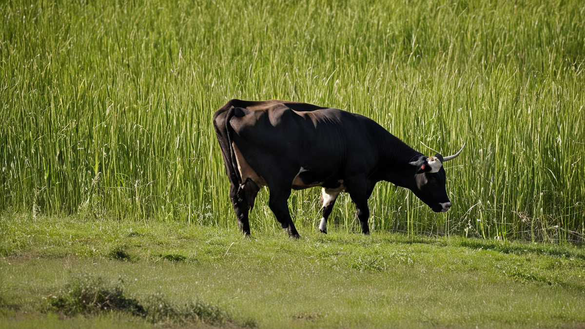 Un dispositif de mesure des émissions au pâturage avec une vache qui vient s’alimenter.