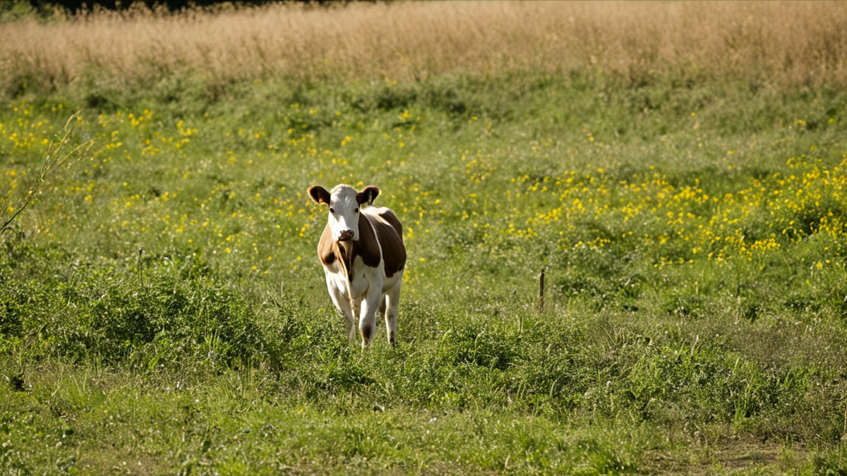Une vache Angus et son veau dans un pâturage après un essai de complément alimentaire.