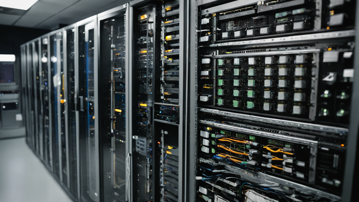 Des serveurs et équipements réseau rappellent que le projet vise des infrastructures critiques.