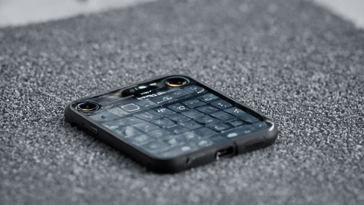 Un téléphone avec une application de fitness floue posé dans une salle de sport.