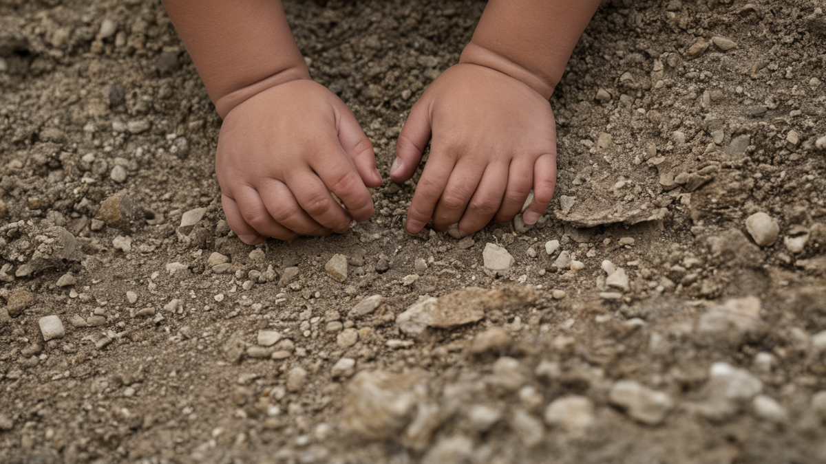 Site de fouille archéologique en grotte lié à l'étude d'un nourrisson néandertalien
