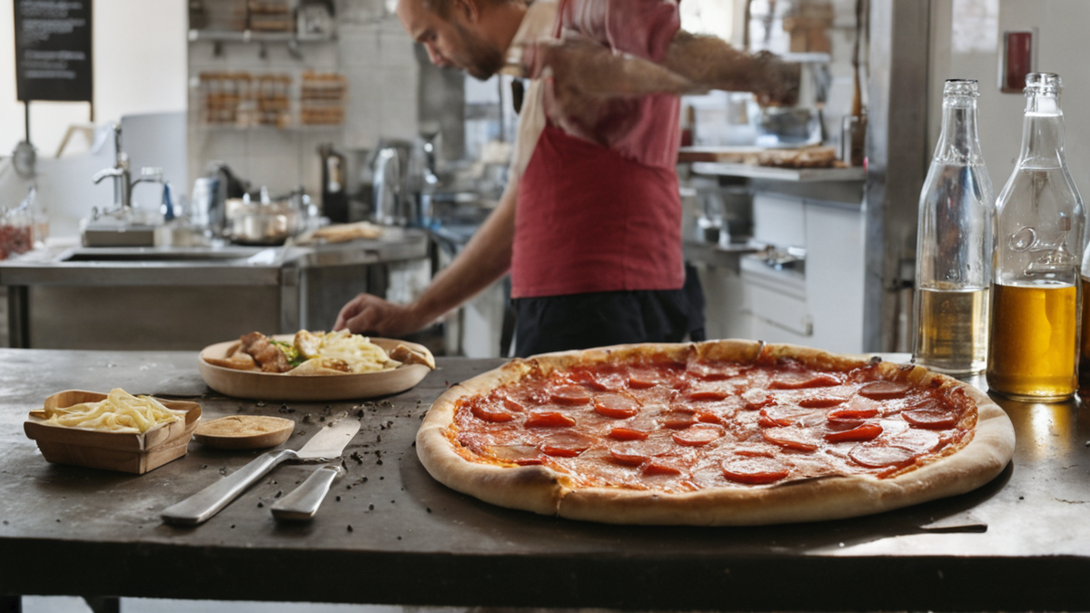 Comptoir de cantine avec produits rapides à emporter au premier plan