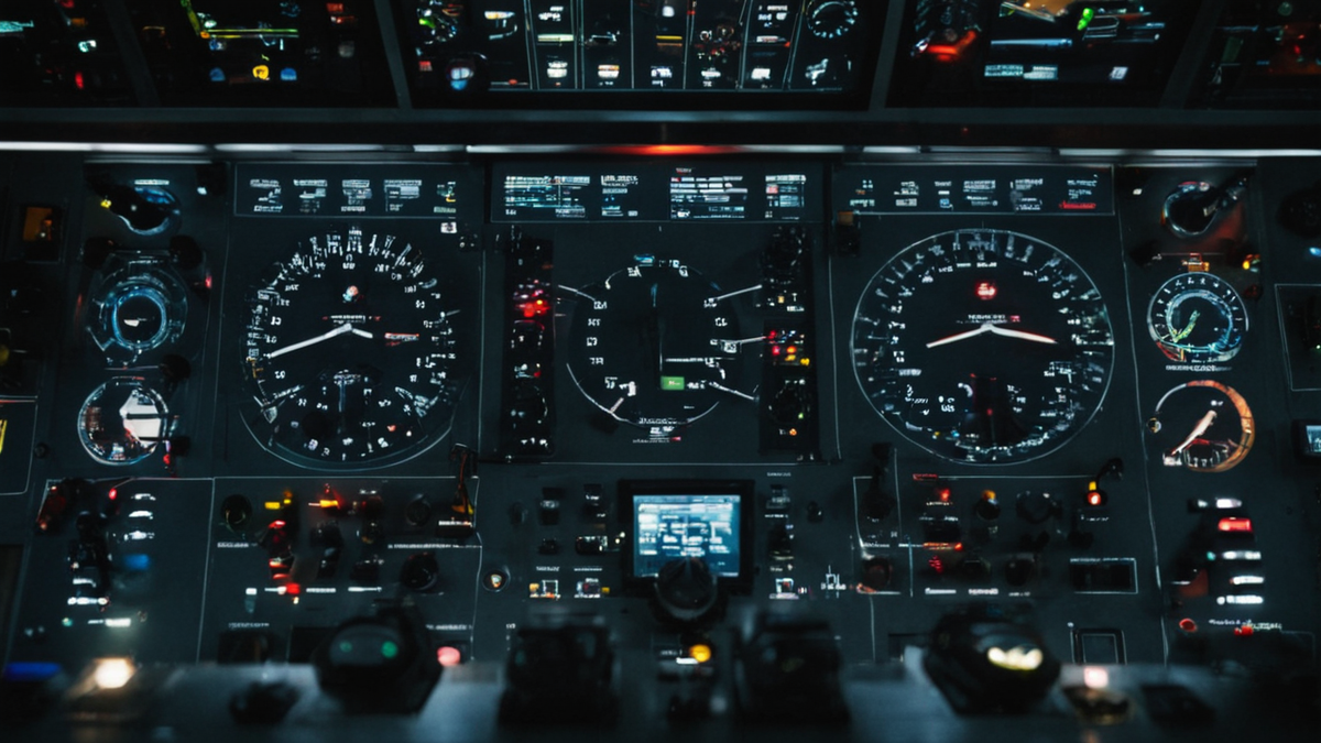 Une salle de contrôle aérien vide montre des consoles sombres et des casques posés.