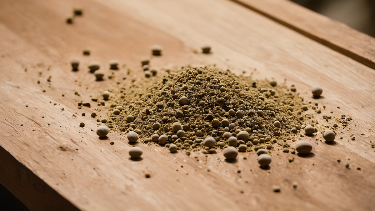 Un mortier avec un mélange d’épices et quelques bols autour.