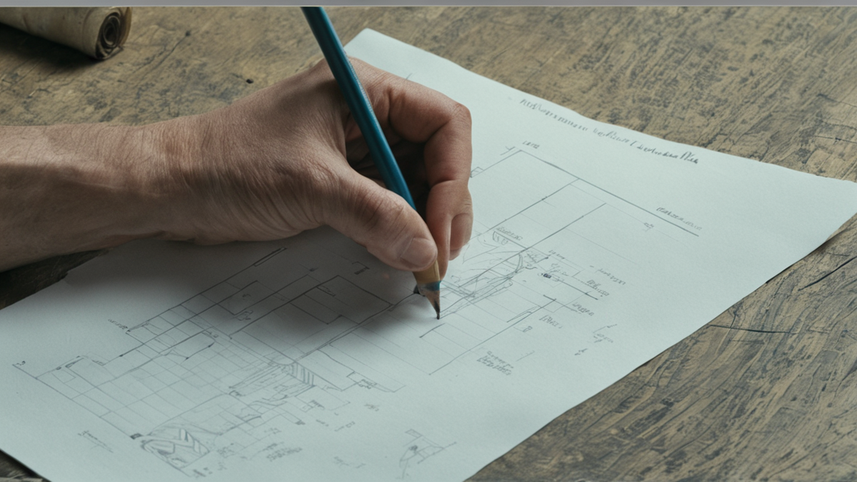 Un carnet ouvert sur une table avec un écran flou montrant un film en arrière-plan.