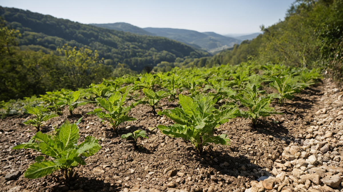 Des jeunes plants forestiers préparés dans une pépinière de montagne.
