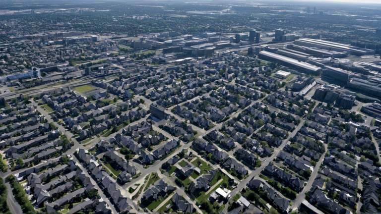 Maquette urbaine neutre avec carte parcellaire floue et ordinateur éteint.