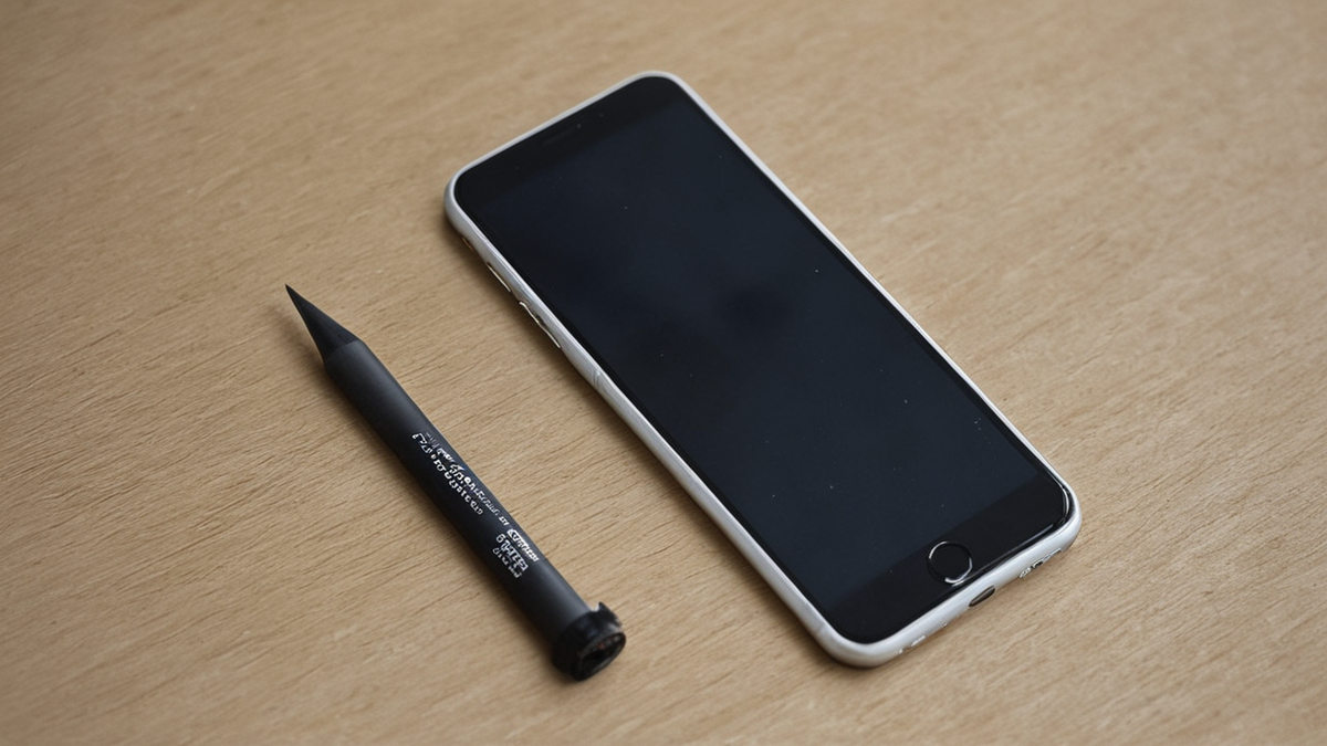 Un téléphone éteint près d’une boîte de médicaments neutre et d’un carnet retourné.