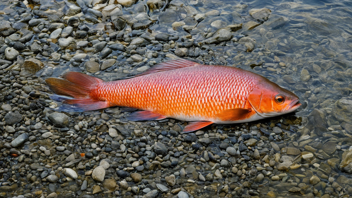 Des poissons sombres près de la surface d’un canal urbain.