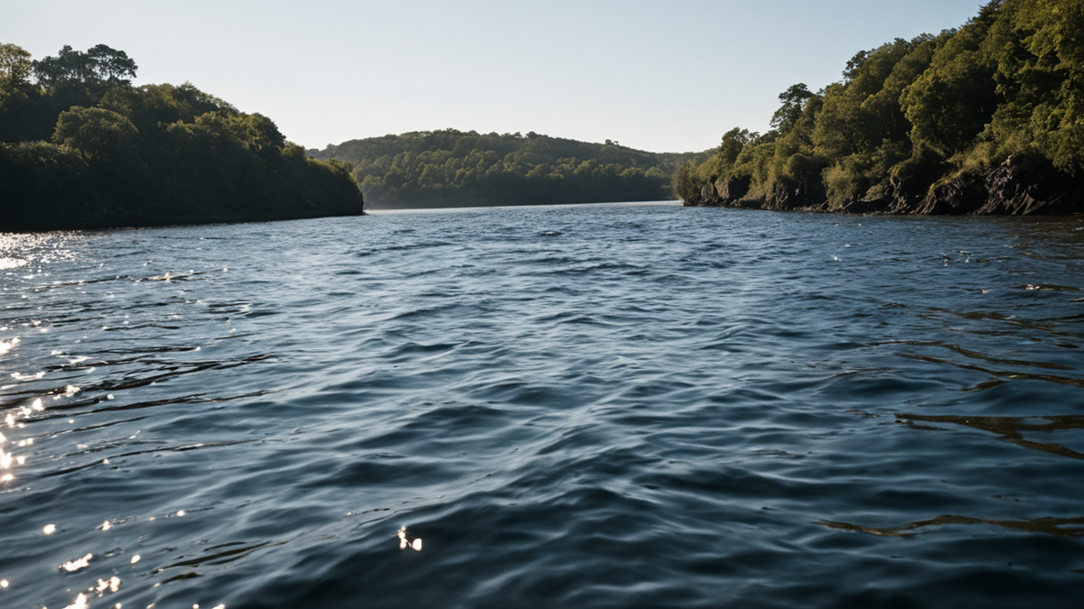 Petits ptéropodes visibles dans l'eau antarctique avec silhouette de manchot au loin.