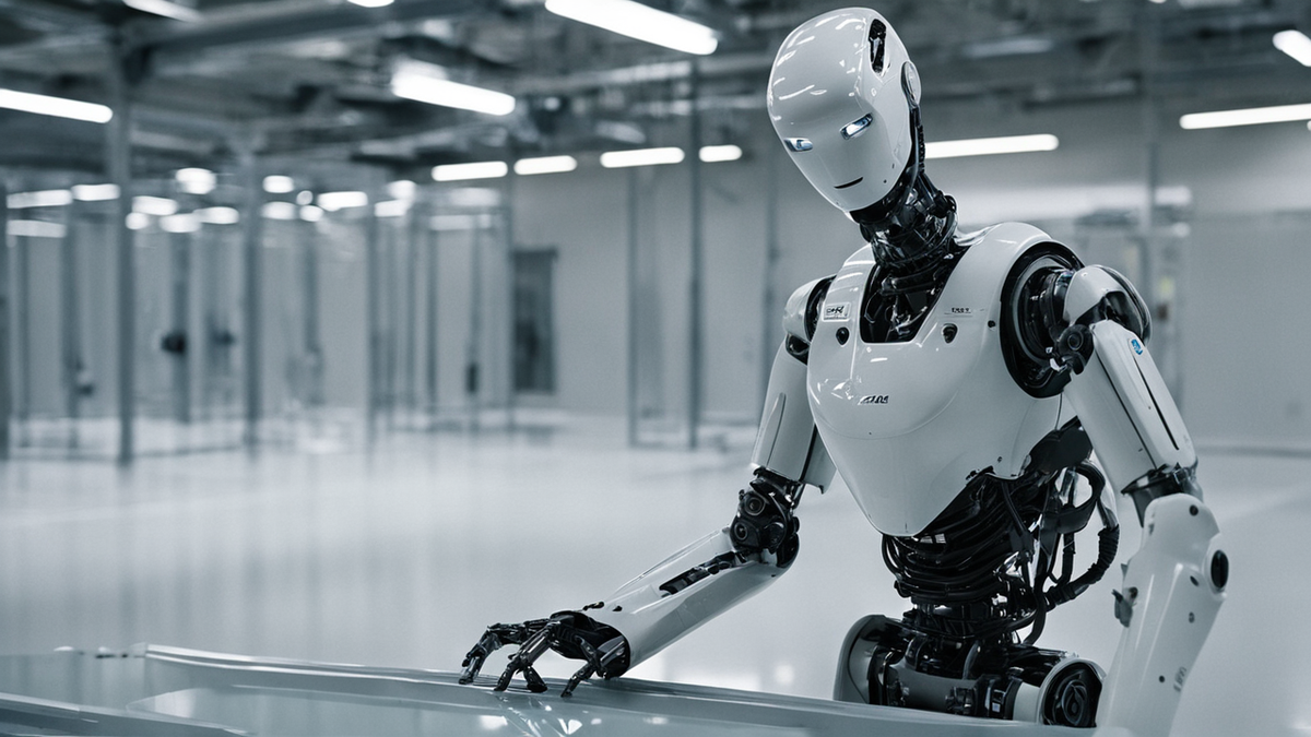 Un poste de simulation robotique avec écrans et maquette technique.