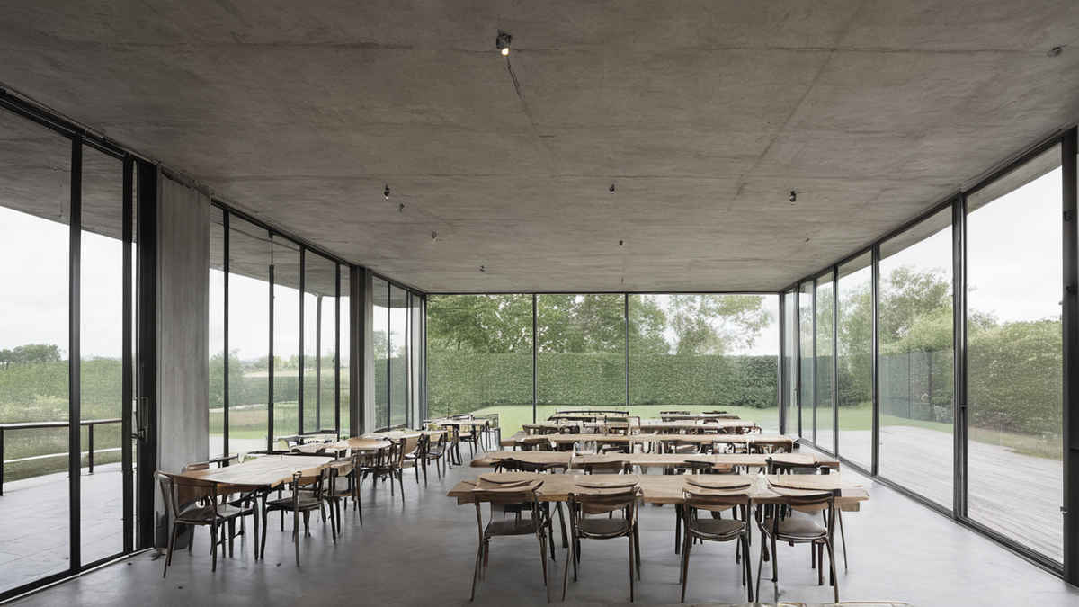 Une salle de classe simple paraît plus supportable sous un toit clair.