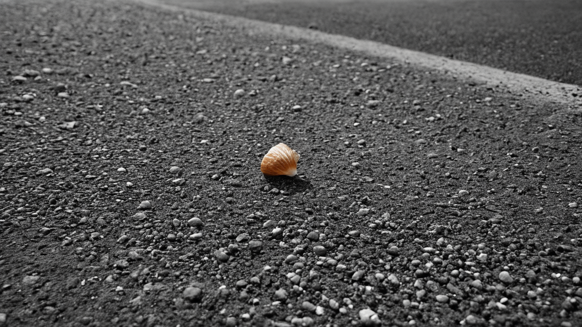 Une coquille presque enterrée formant un nid.