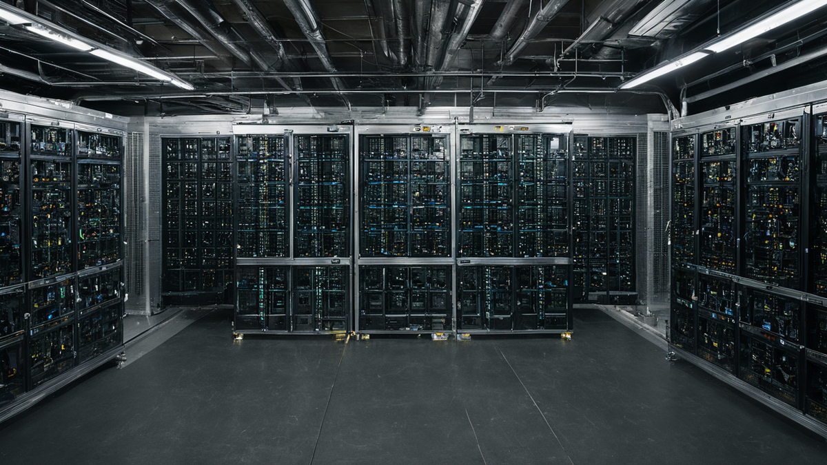 Rayonnages et bacs de préparation dans un petit entrepôt urbain de livraison rapide.