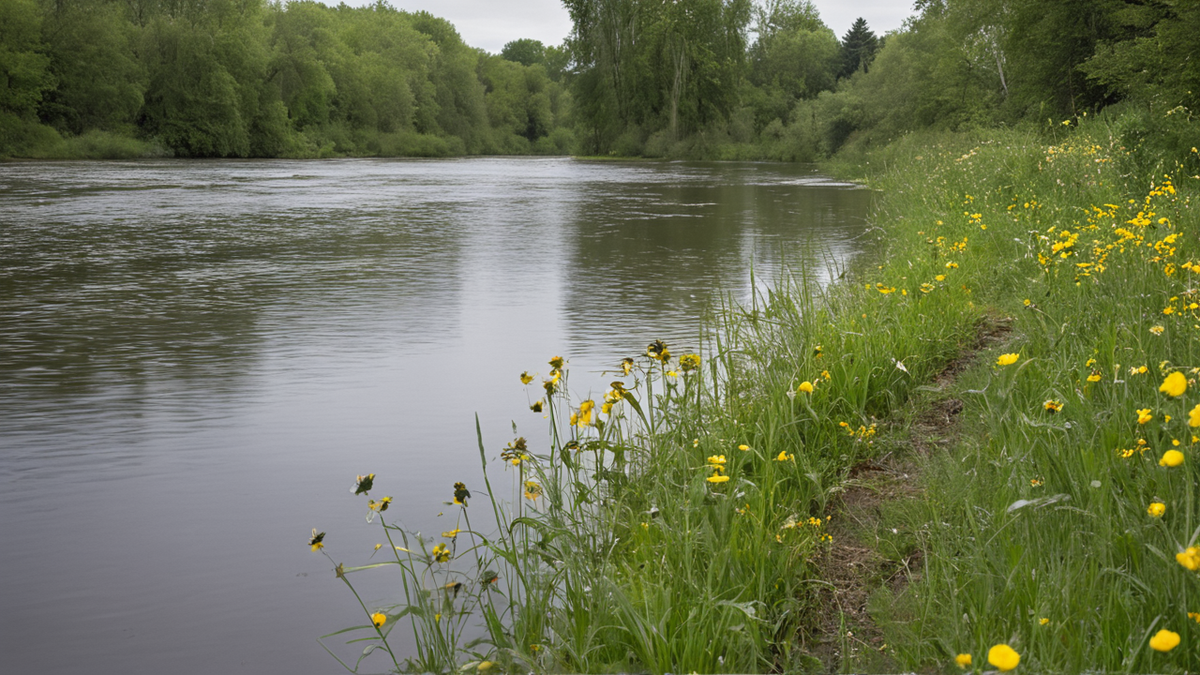 Prairie clairsemée de début de printemps avec insecte solitaire.