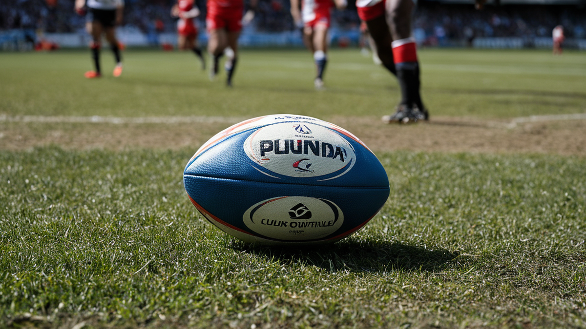 Une zone d’accès ou de billetterie d’un stade de rugby avant un grand rendez-vous.