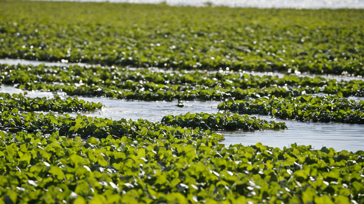 Parcelle cultivée côtière avec traces de salinité dans le sol