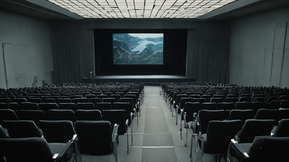 Salle de cinéma avant projection avec familles installées.