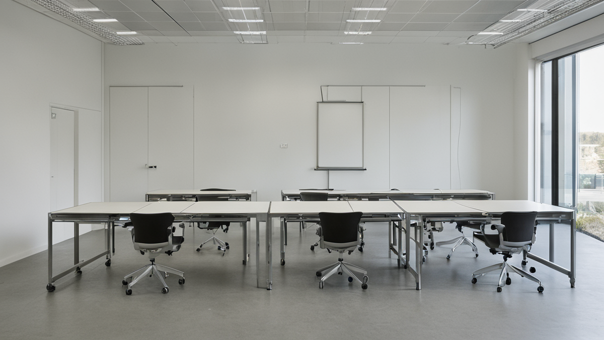 Une petite réunion de travail montre des salariés face à un écran flou lors d’une formation.