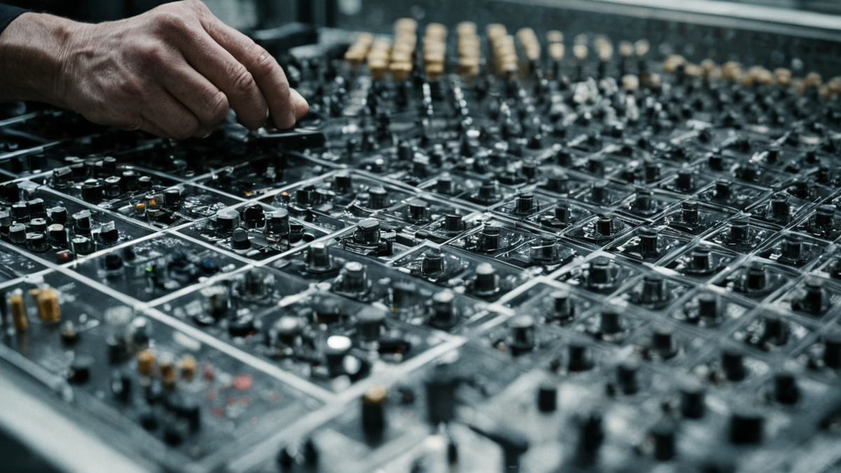 Un wafer de silicium et des composants électroniques dans un environnement technique.