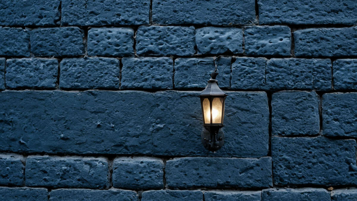 Une lampe attire des insectes près des briques