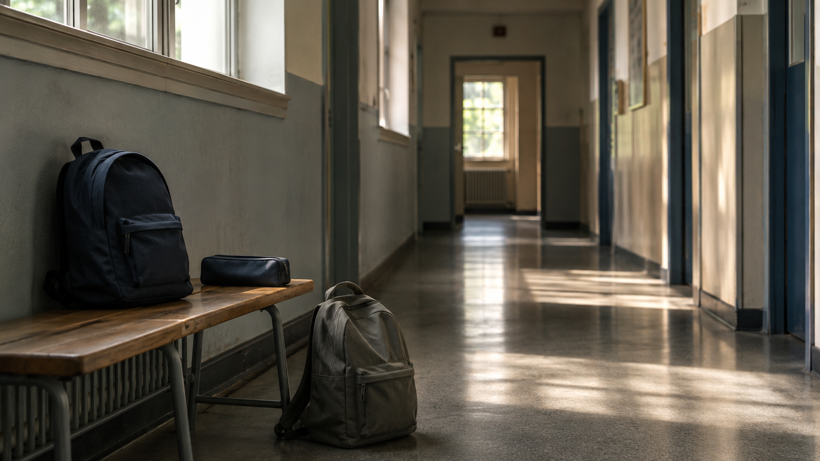 Couloir de collège avant une épreuve du brevet
