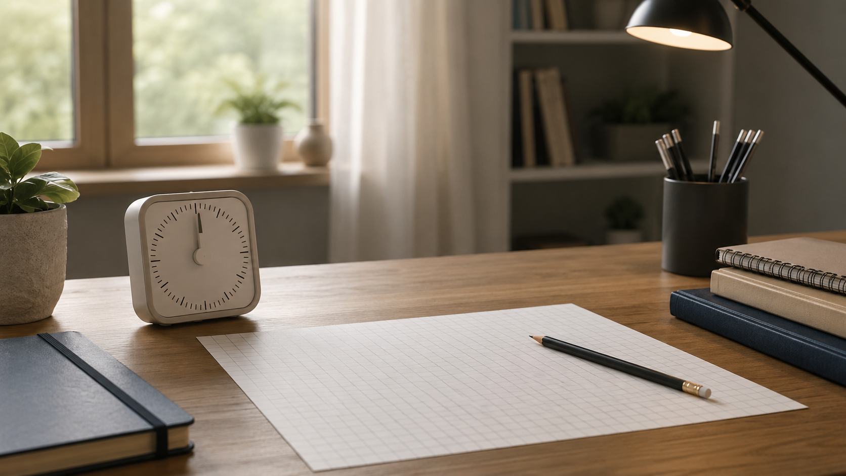 Un minuteur et une feuille vierge pour réviser les automatismes